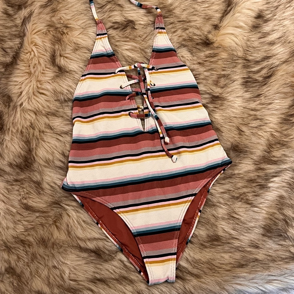 Billabong retro stripe one piece swimsuit